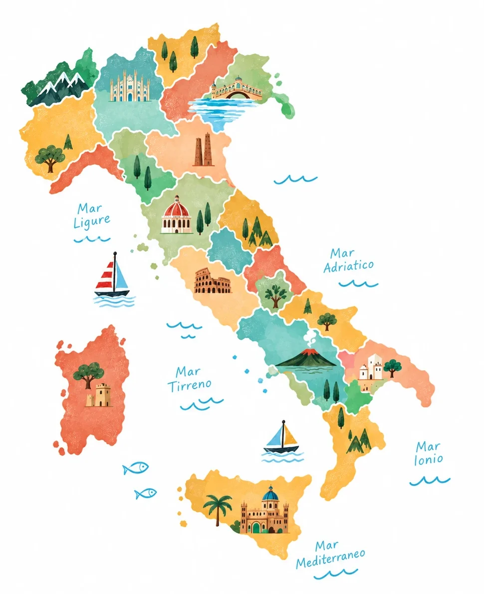 Mappa illustrata dell’Italia